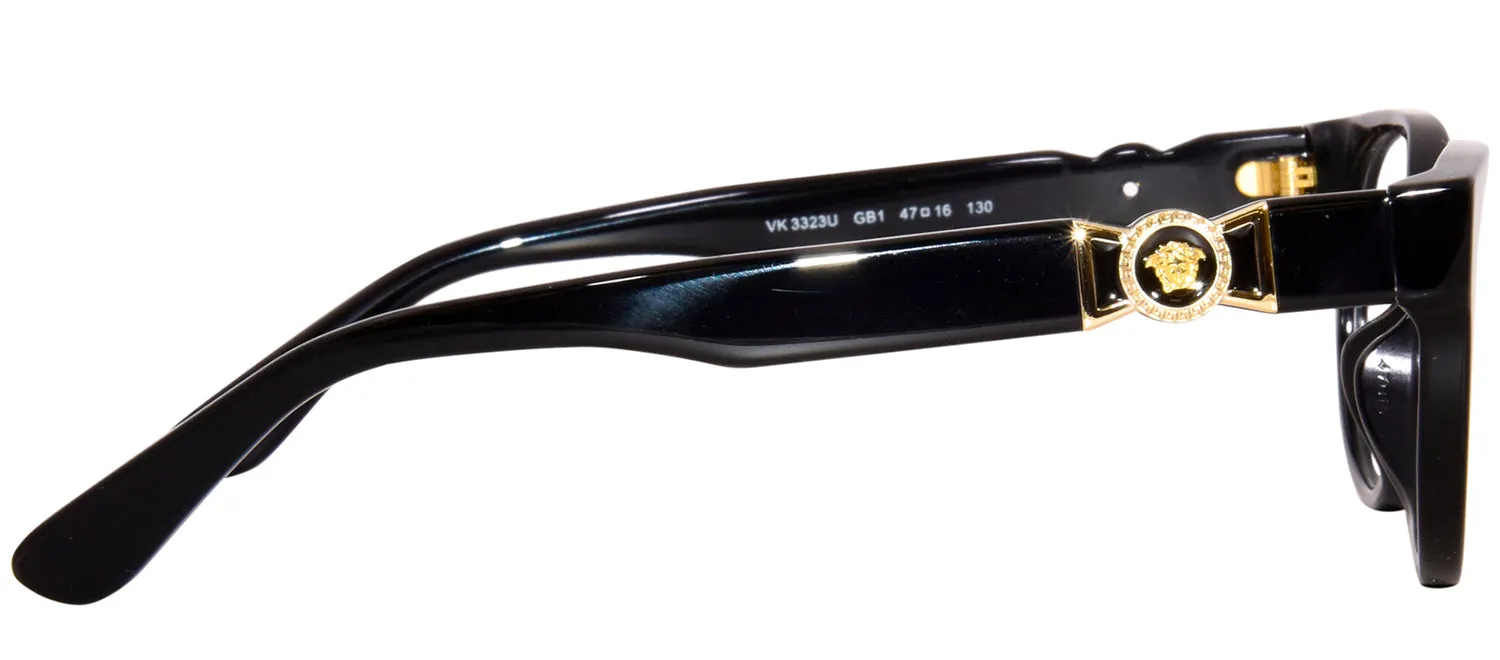 Versace Kids VK 3323U GB1 Oval Plastic Black Eyeglasses with Logo Stamped Demo Lenses