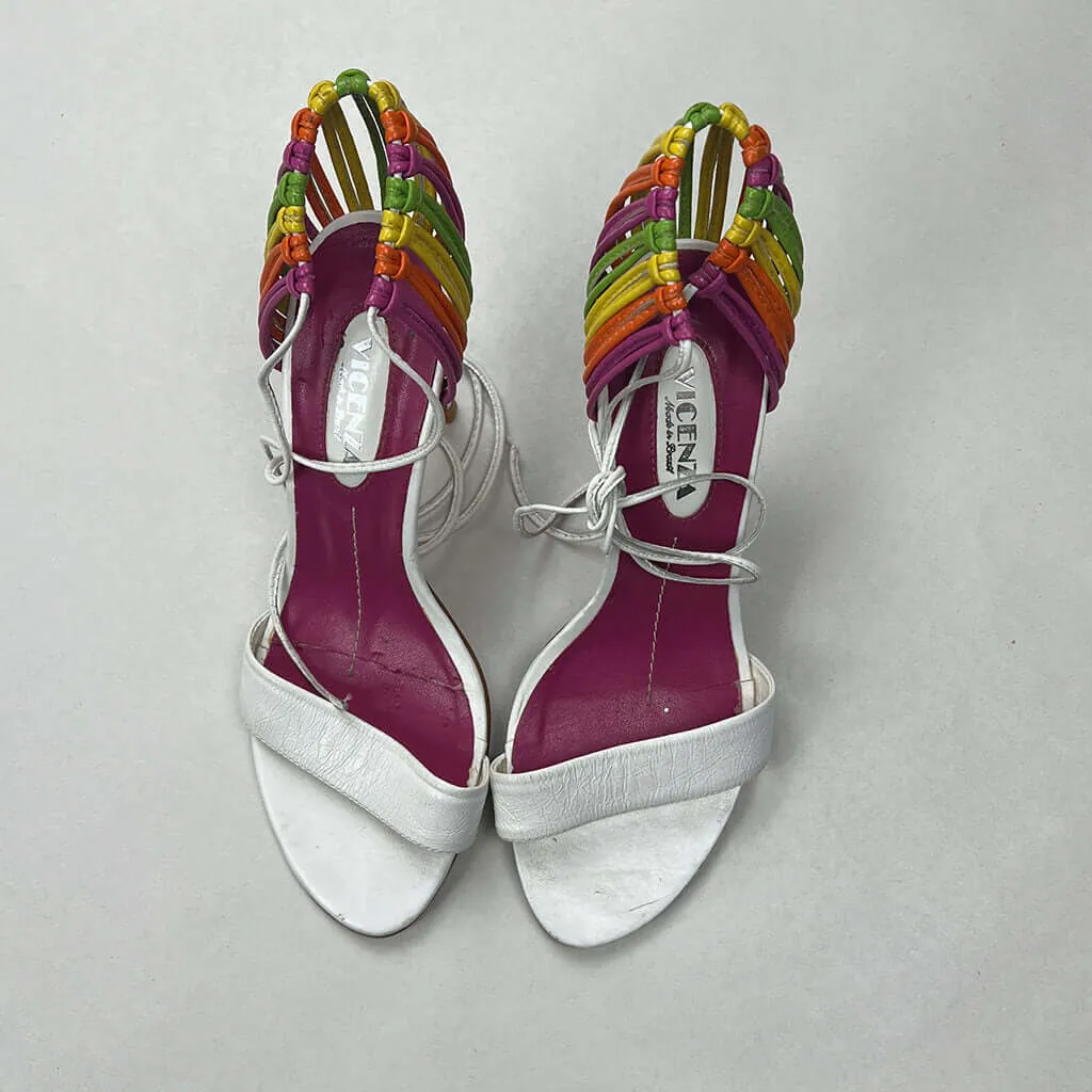 Vincenza High Heel Rainbow Trim Sandals 36