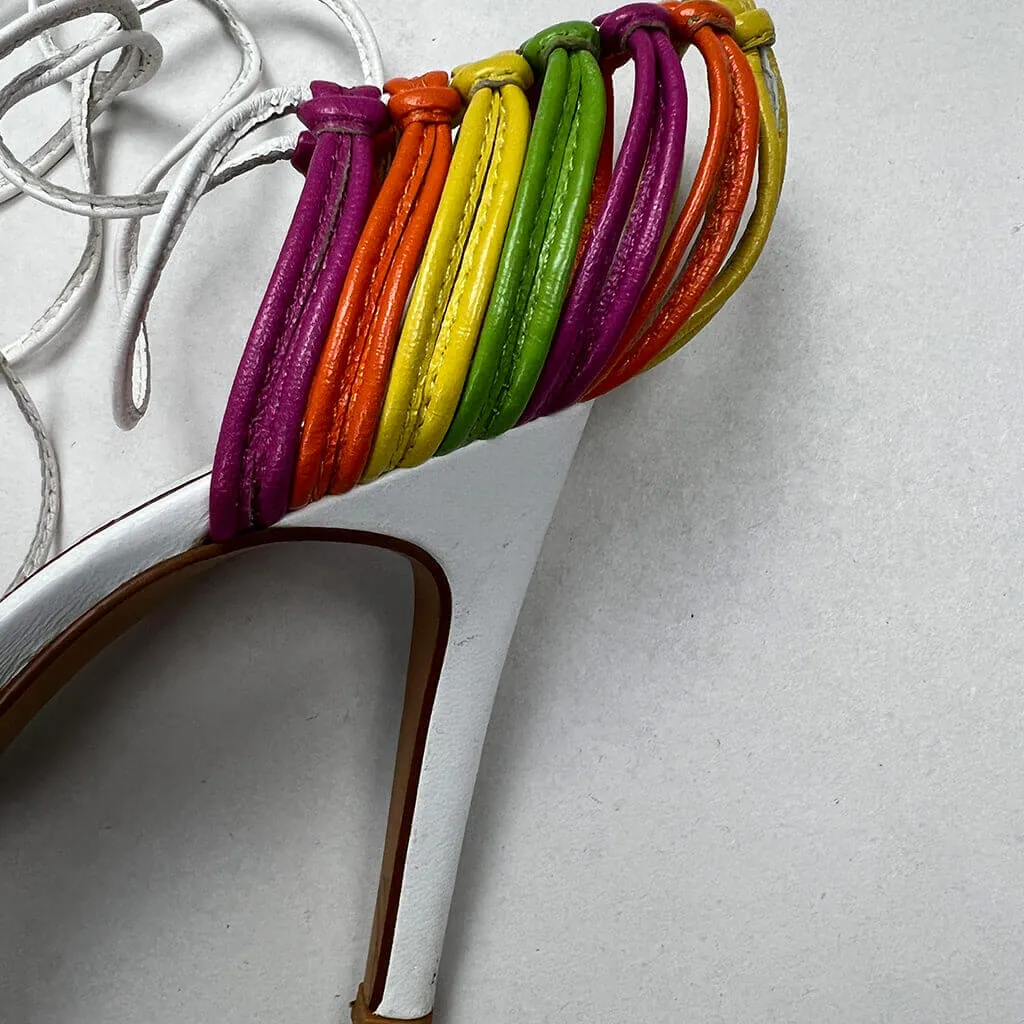 Vincenza High Heel Rainbow Trim Sandals 36