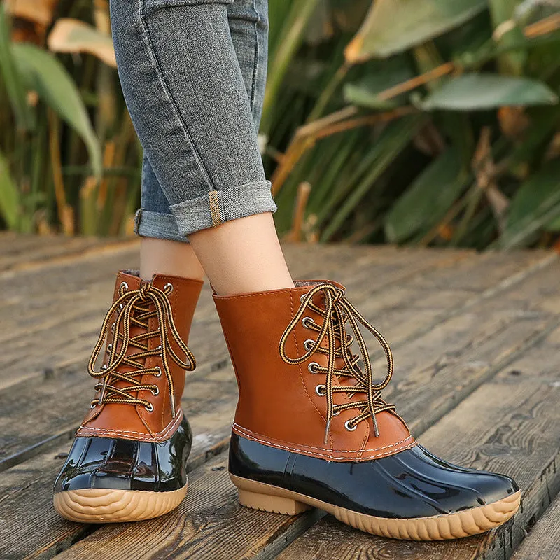 Women'S Autumn And Winter Fashion Warm Casual Leather Boots