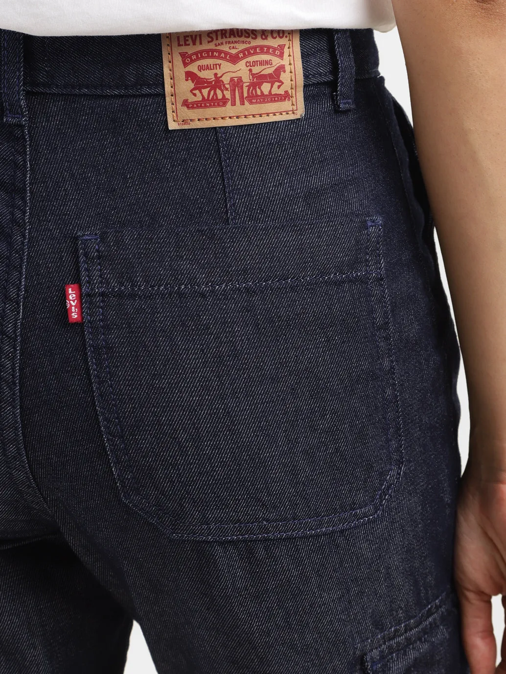 Women's Mid Rise Indigo Cargo Trousers