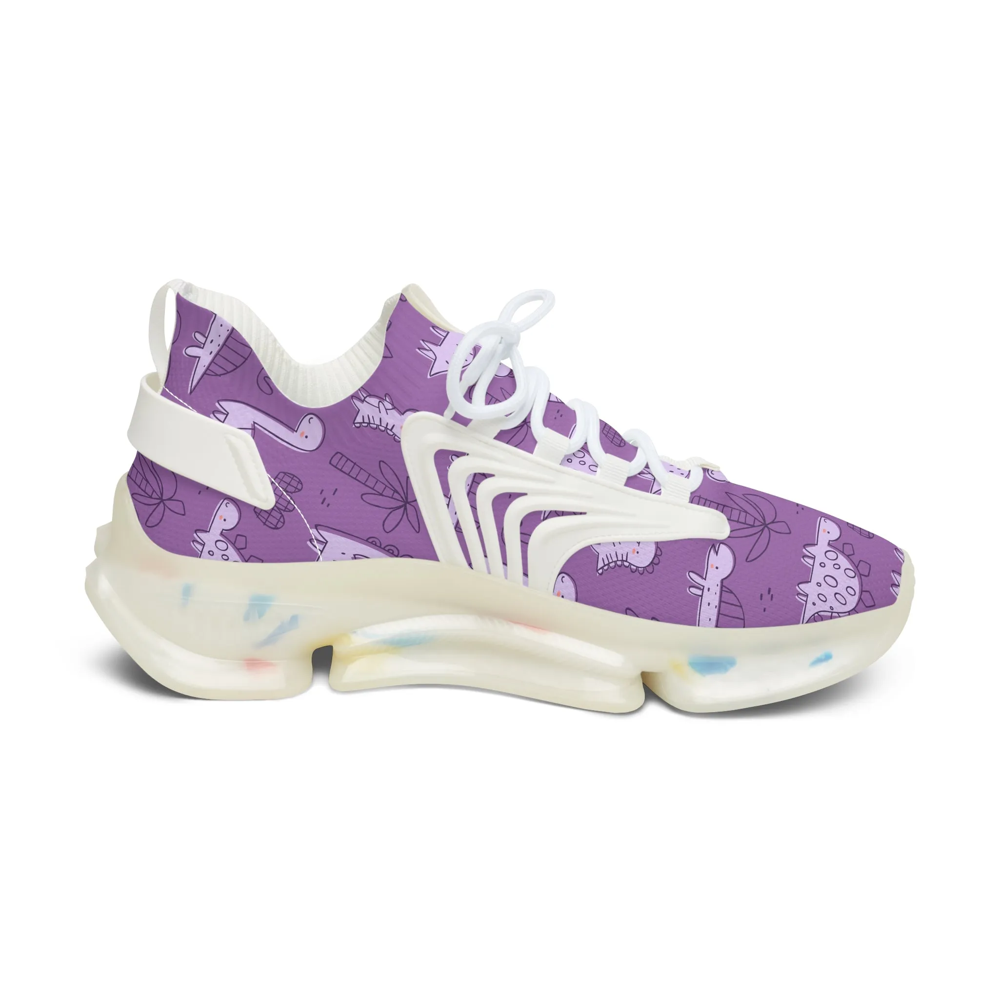 Women’s Purple Dinosaur Mesh Sneakers - Lightweight & Comfortable Athletic Footwear