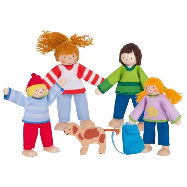 Wooden Toys Flexible Puppets Camping  Family