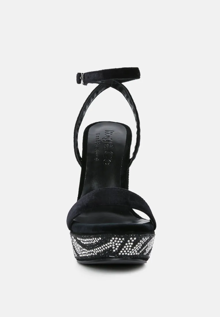 Zircon Rhinestone Patterned High Heel Sandals By Ruw