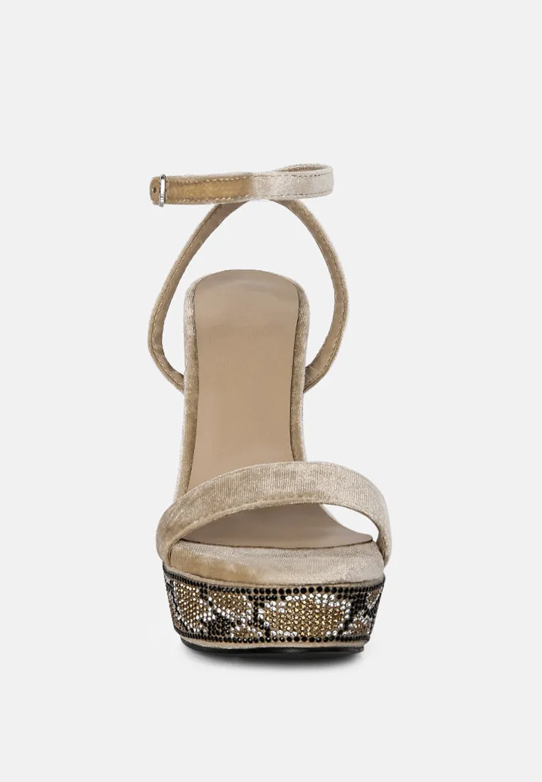 Zircon Rhinestone Patterned High Heel Sandals By Ruw