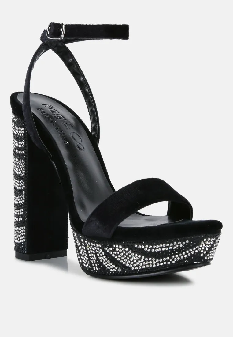 Zircon Rhinestone Patterned High Heel Sandals By Ruw
